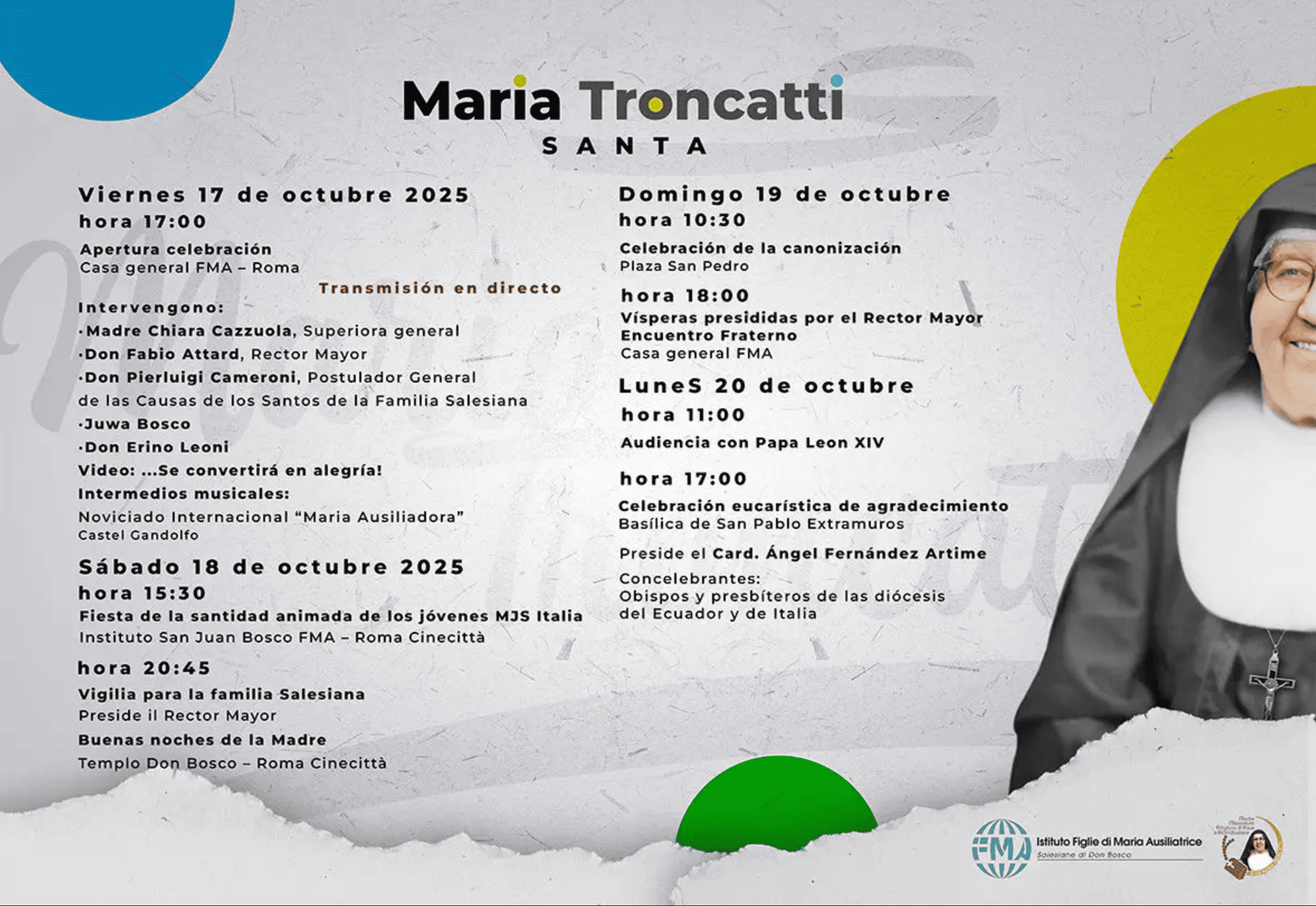 Programa de canonización sor María Troncatti